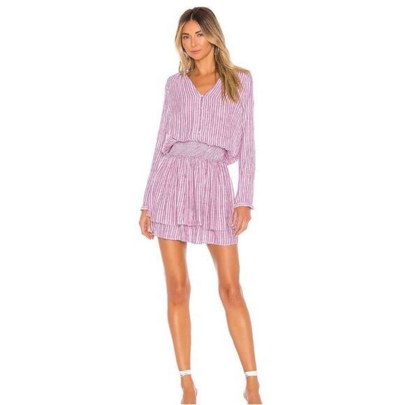 Rails Jasmine Lucia Stripe Dress Long Sleeve Red Linen Blend size Small - Picture 1 of 9